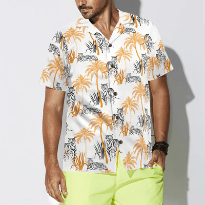 Tigers Hawaiian Shirt, Tropical Palm Tree Aloha Shirt For Men - Perfect Gift For Tiger Lovers, Husband, Boyfriend, Friend, Family - Image 5