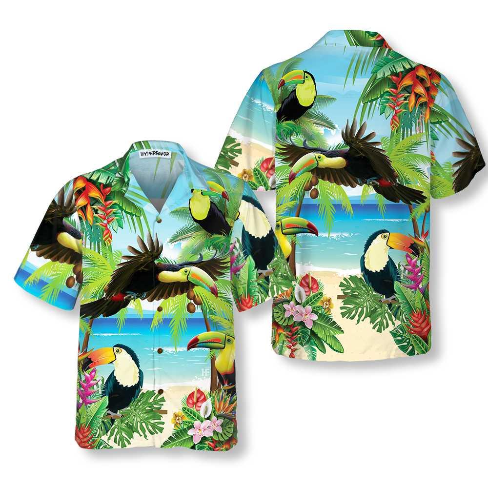 Toucan Tropical Beach Hawaiian Shirt, Colorful Summer Aloha Shirts For Men Women, Perfect Gift For Husband, Wife, Boyfriend, Friend - Image 2