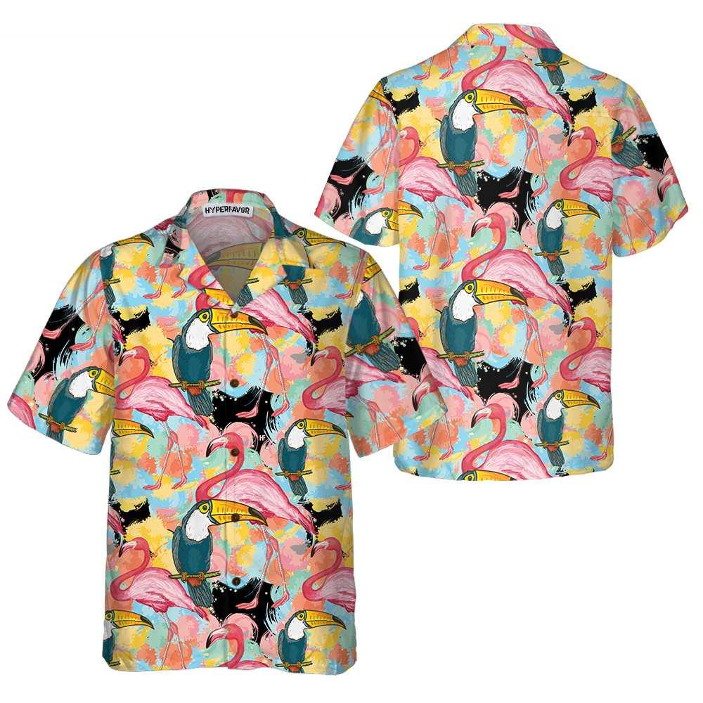 Toucans And Flamingos Exotic Floral Aloha Hawaiian Shirt For Summer, Cool Tropical Hawaiian Shirt For Men Women Adults, Best Gift For Friend, Family - Image 6