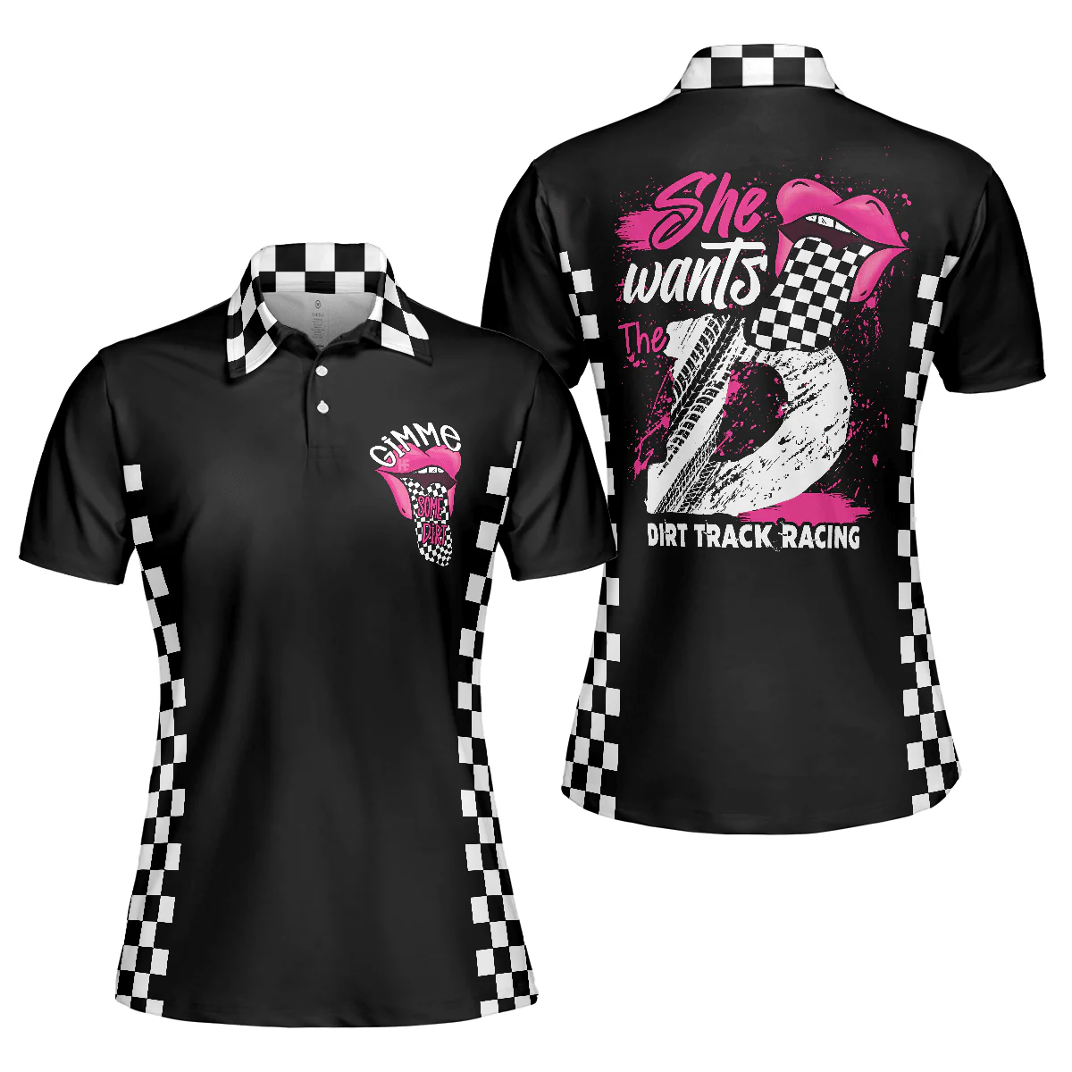 Track Racing Women Polo Shirt, She Wants The D Dirt Track Racing, Adult Humor Women Polo Shirts - Best Gift For Ladies, Female, Track Racing Lovers - Image 2