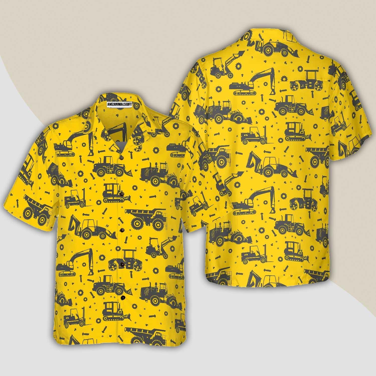 Tractor Hawaiian Shirt, Heavy Tractor Aloha Shirt For Men - Gift For Tractor, Family, Friends