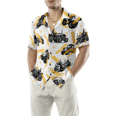 Tractor Hawaiian Shirt, Tractors On Wheat Pattern Aloha Shirt For Men - Perfect Gift For Tractor, Husband, Boyfriend, Family, Friends - Image 6