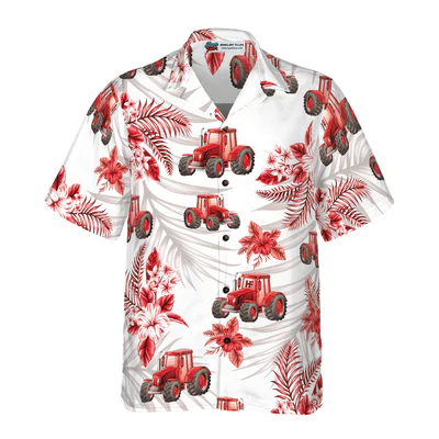 Tractor Hawaiian Shirt, Tropical Red Tractor Aloha Shirt For Men And Women - Perfect Gift For Husband, Wife, Boyfriend, Friend, Family - Image 4