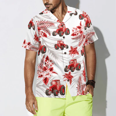Tractor Hawaiian Shirt, Tropical Red Tractor Aloha Shirt For Men And Women - Perfect Gift For Husband, Wife, Boyfriend, Friend, Family - Image 5