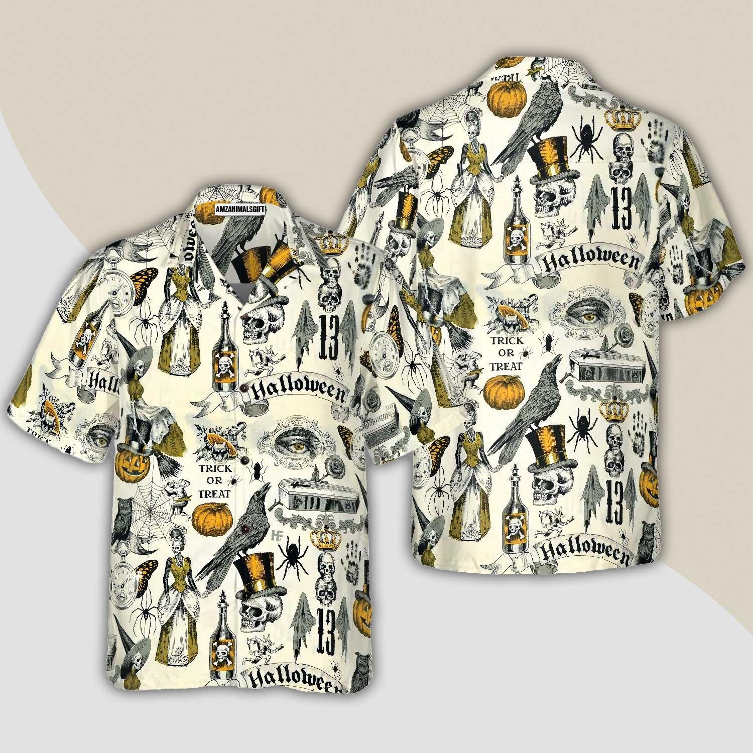 Trickery Halloween Pattern Hawaiian Shirt - Perfect Gift For Lover, Friend, Family