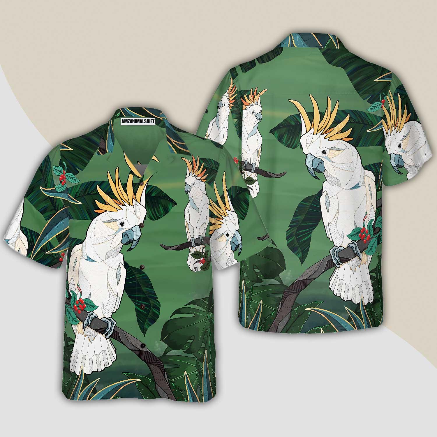 Tropical Cockatoo Parrot Hawaiian Shirt, Colorful Summer Aloha Shirts For Men Women, Perfect Gift For Husband, Wife, Boyfriend, Friend