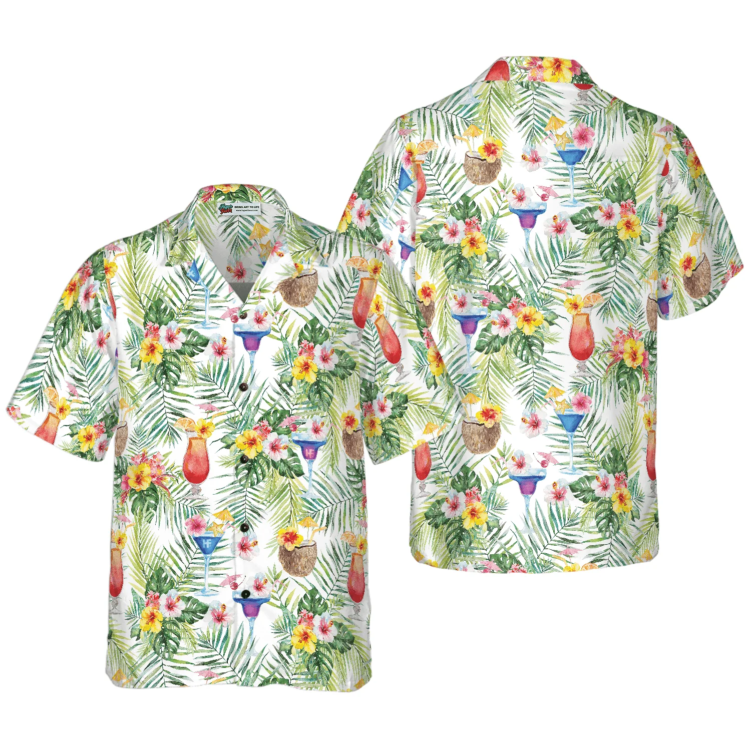 Tropical Cocktail Hawaiian Shirt, Colorful Summer Aloha Shirt For Men Women, Perfect Gift For Friend, Team - Image 2
