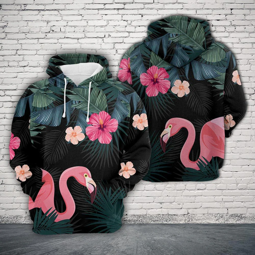 Tropical Flamingo Pullover Premium Hoodie, Perfect Outfit For Men And Women On Christmas New Year Autumn Winter - Image 2