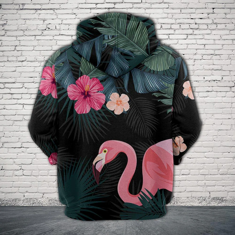 Tropical Flamingo Pullover Premium Hoodie, Perfect Outfit For Men And Women On Christmas New Year Autumn Winter - Image 3