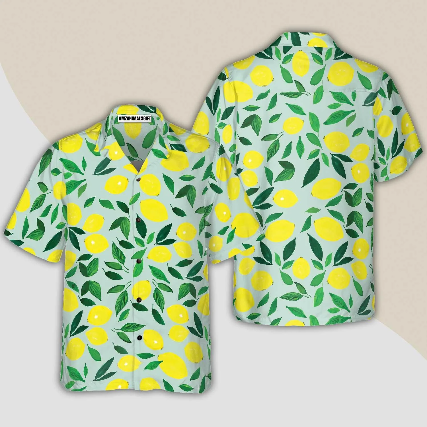 Tropical Lemon & Leaves Aloha Hawaiian Shirt For Summer, Colorful Shirt For Men Women, Perfect Gift For Friend, Team, Family