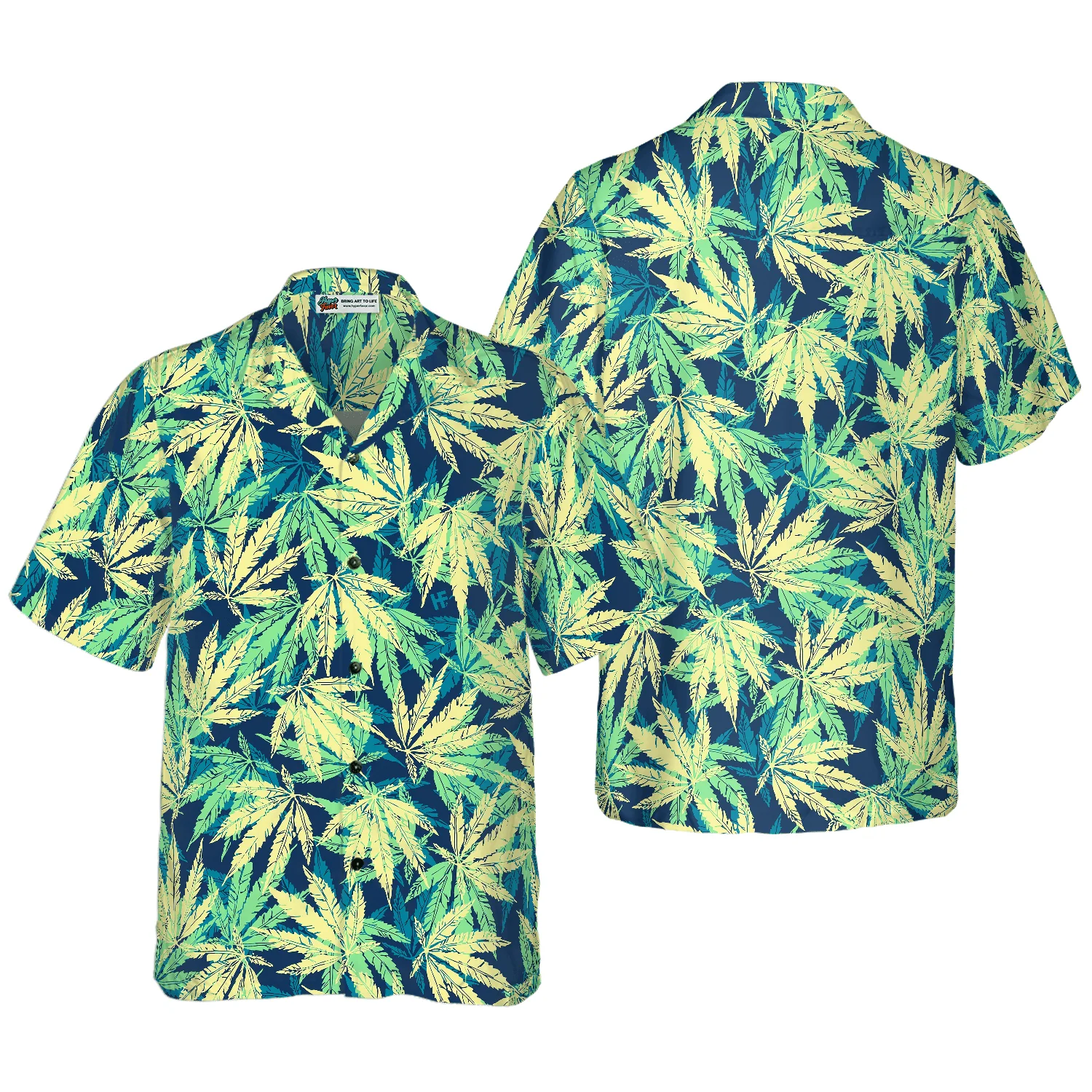 Tropical Marijuana Leaves Hawaiian Shirt, Colorful Summer Aloha Shirt For Men Women, Perfect Gift For Friend, Family, Husband, Wife - Image 2
