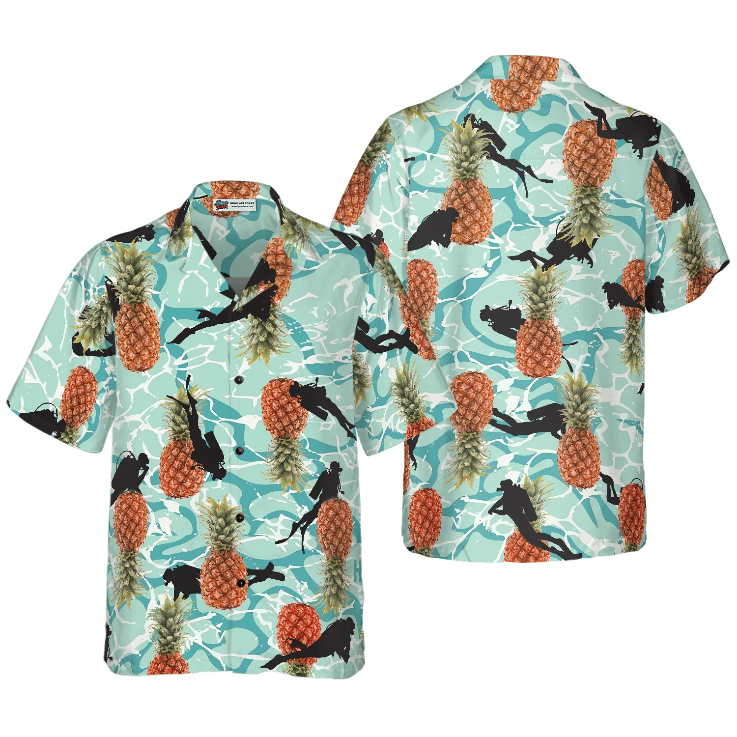 Tropical Pineapple Ocean Scuba Diving Aloha Hawaiian Shirt For Summer, Colorful Shirt For Men Women, Perfect Gift For Friend, Team, Diving Lovers - Image 2