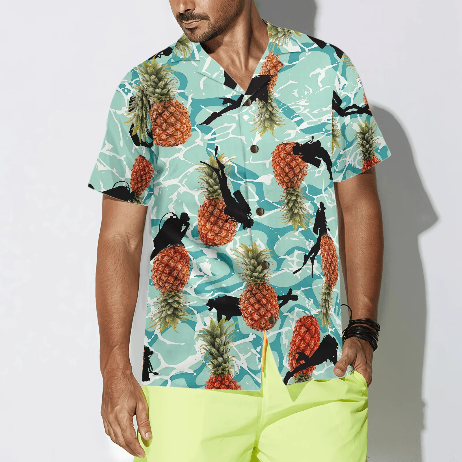 Tropical Pineapple Ocean Scuba Diving Aloha Hawaiian Shirt For Summer, Colorful Shirt For Men Women, Perfect Gift For Friend, Team, Diving Lovers - Image 5