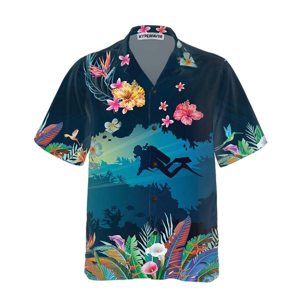 Tropical Scuba Diving Aloha Hawaiian Shirt For Summer, Scuba Diving Hawaiian Shirt For Men Women Adults, Cool Gift For Friend, Scuba Diving Lovers - Image 4