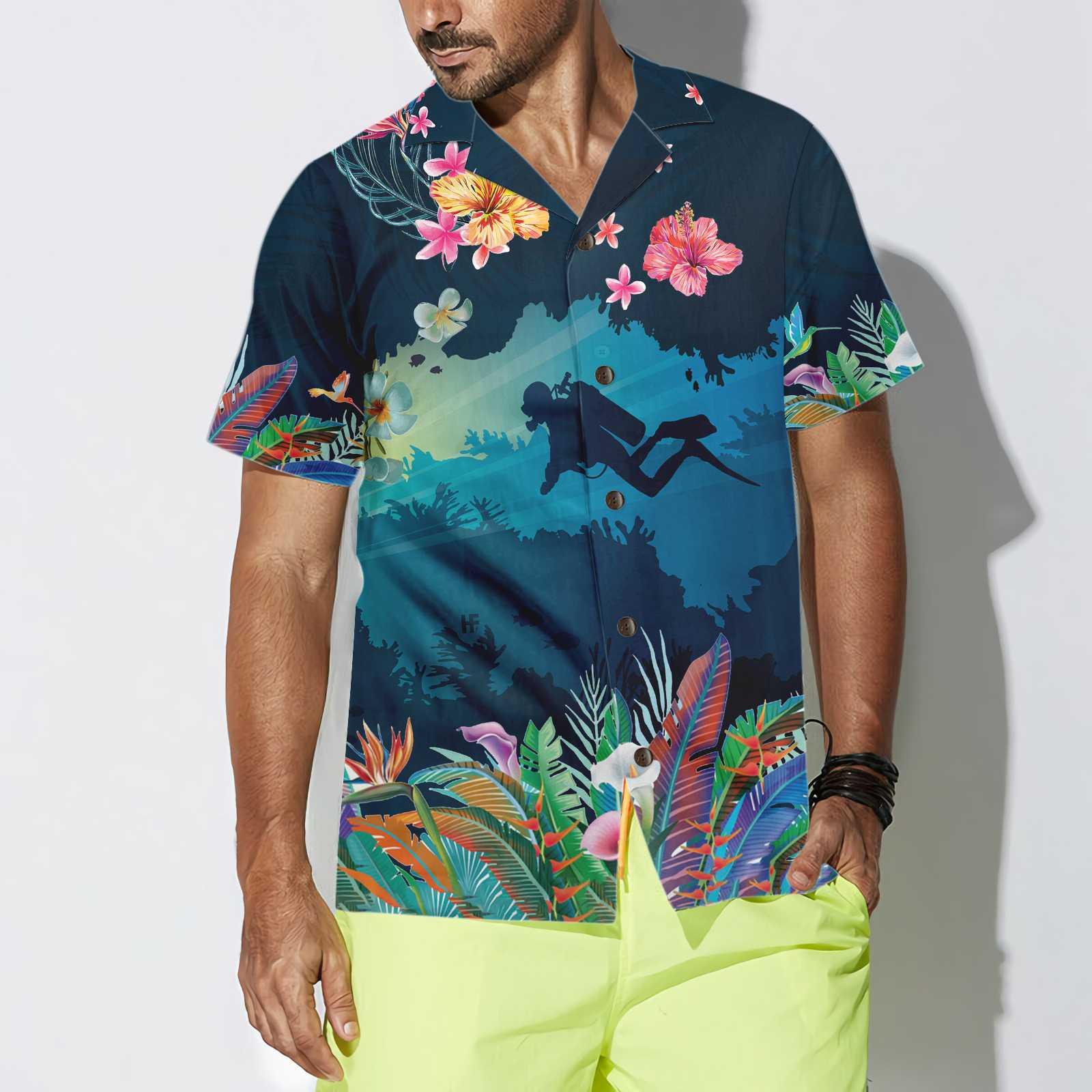Tropical Scuba Diving Aloha Hawaiian Shirt For Summer, Scuba Diving Hawaiian Shirt For Men Women Adults, Cool Gift For Friend, Scuba Diving Lovers - Image 5