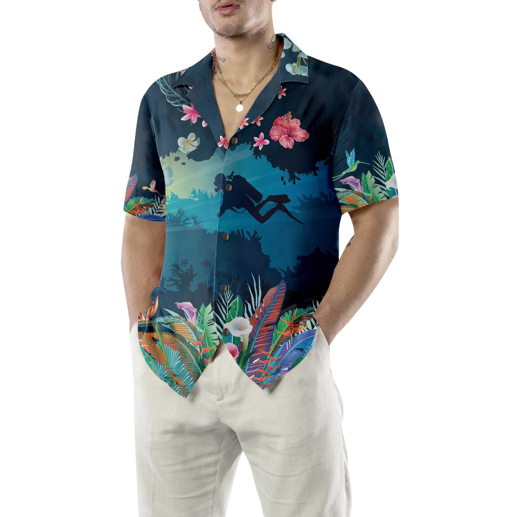 Tropical Scuba Diving Aloha Hawaiian Shirt For Summer, Scuba Diving Hawaiian Shirt For Men Women Adults, Cool Gift For Friend, Scuba Diving Lovers - Image 6