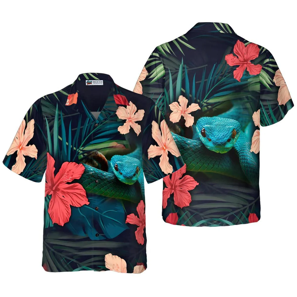 Tropical Snake Hawaiian Shirt, Tropical Aloha Shirt, Snake Hawaiian Shirt - Perfect Gift For Men Women, Beach Lovers, Friends, Family, Summer Lovers - Image 2