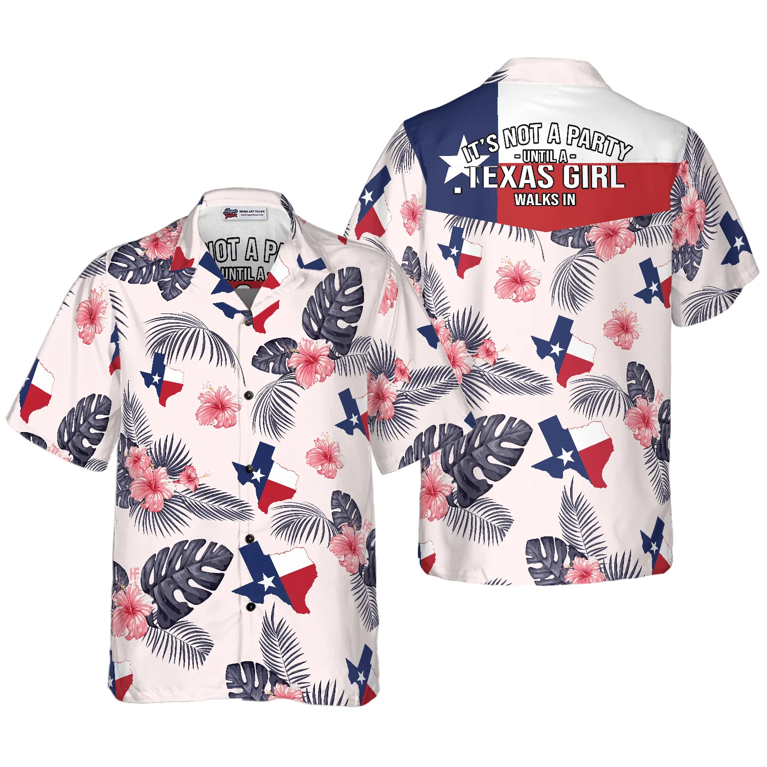 Tropical Texas Map Hawaiian Shirt - It's Not A Party Until A Texas Girl Walks In, Proud Texas, Summer Aloha Shirt - Perfect Gift For Men Women - Image 2