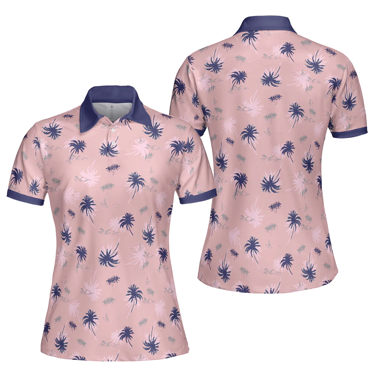 Tropical Women Polo Shirts - Tropical Palm Tree Pattern Women Polo Shirt - Perfect Gift For Women, Summer Lovers - Image 2