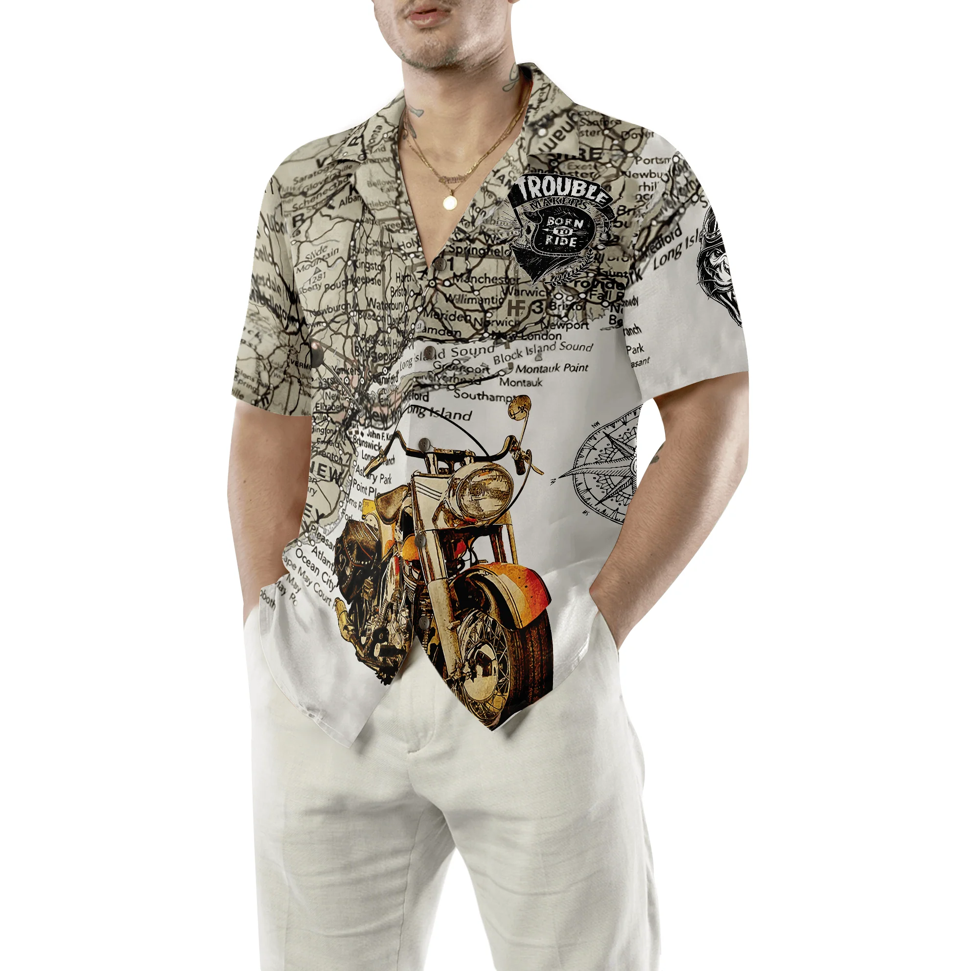Trouble Makers Born to Ride Hawaiian Shirt, Colorful Summer Aloha Shirt For Men Women, Perfect Gift For Friend, Family, Husband, Wife - Image 6
