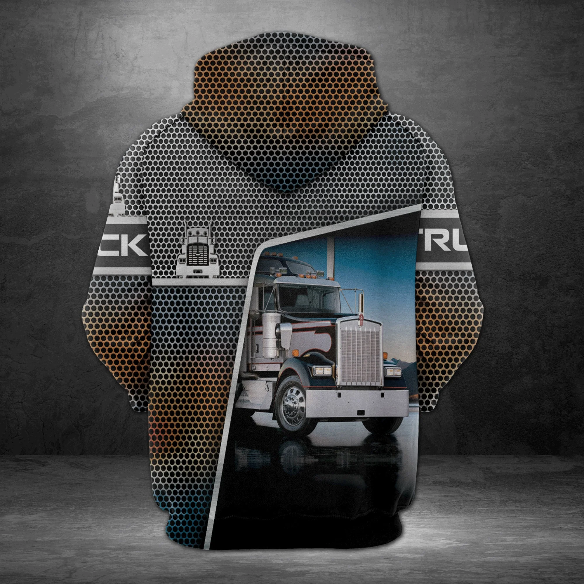 Trucker Honeycomb Pattern Pullover Premium Hoodie, Perfect Outfit For Men And Women On Christmas New Year Autumn Winter - Image 3