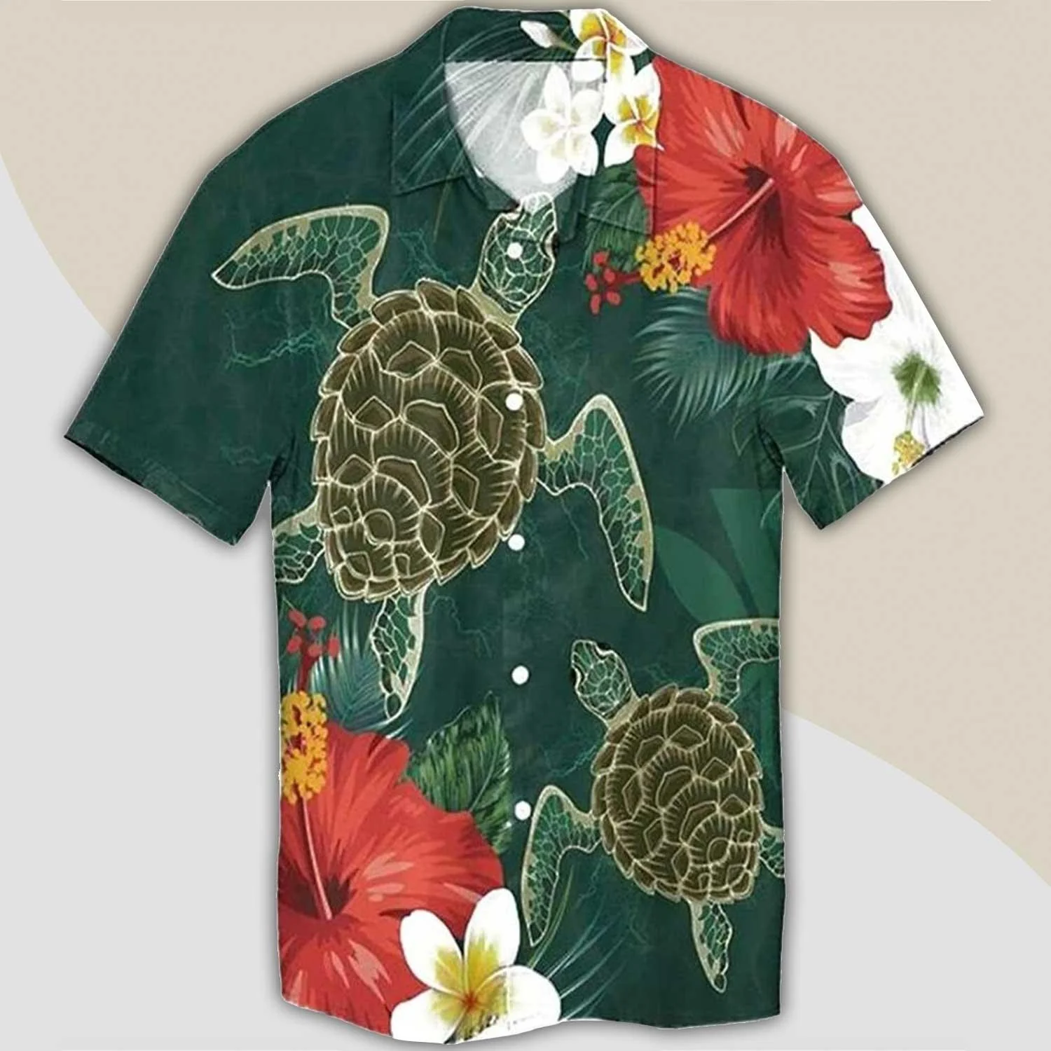 Turtle Aloha Hawaiian Shirt - Sea Turtle Pattern Hawaiian Shirt, Red Hibiscus Hawaiian Shirt For Men & Women, Turtle Lover