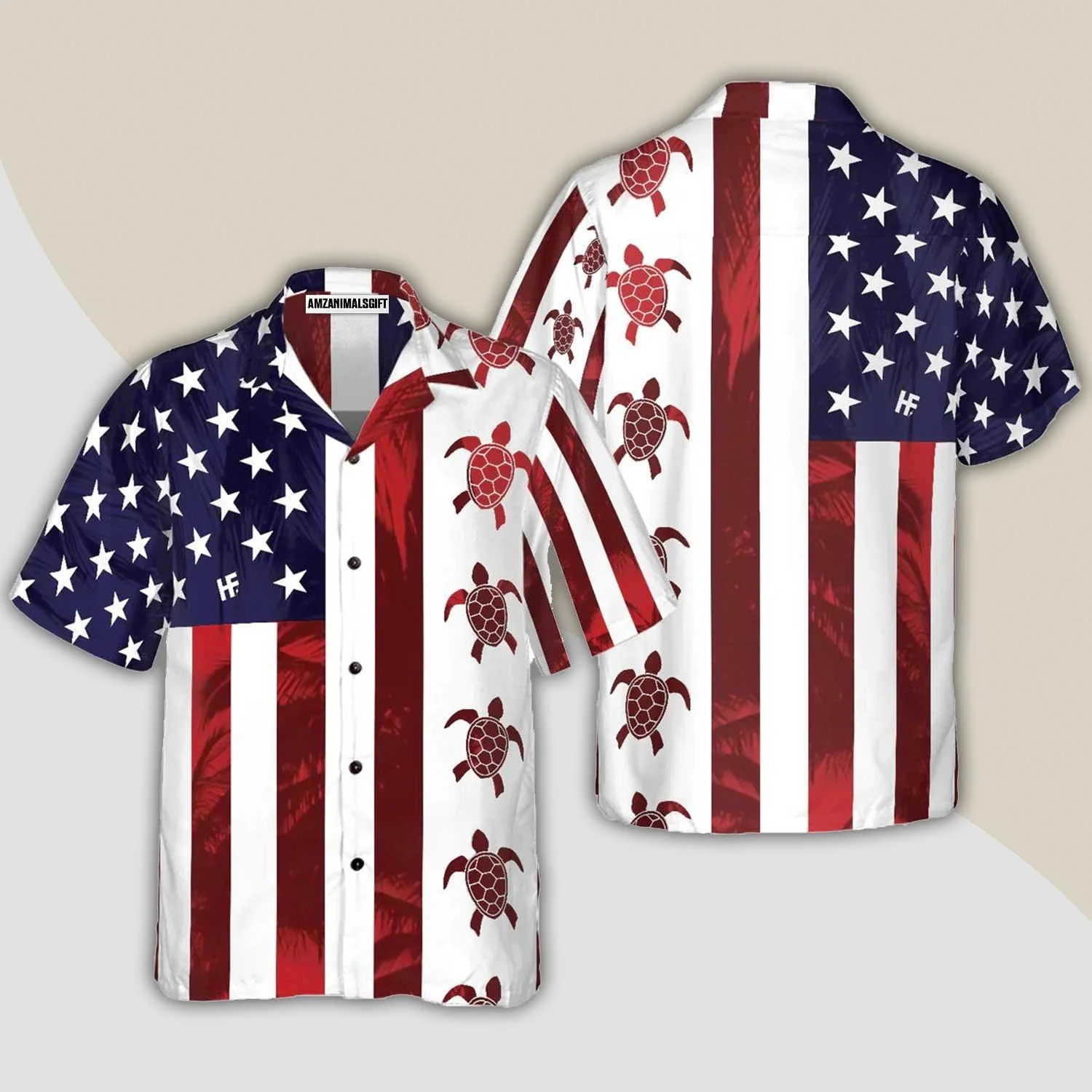 Turtle Flag American Hawaiian Shirt, Turtle Shirt For Men & Women - Perfect Gift For Turtle Lover, Friend, Family