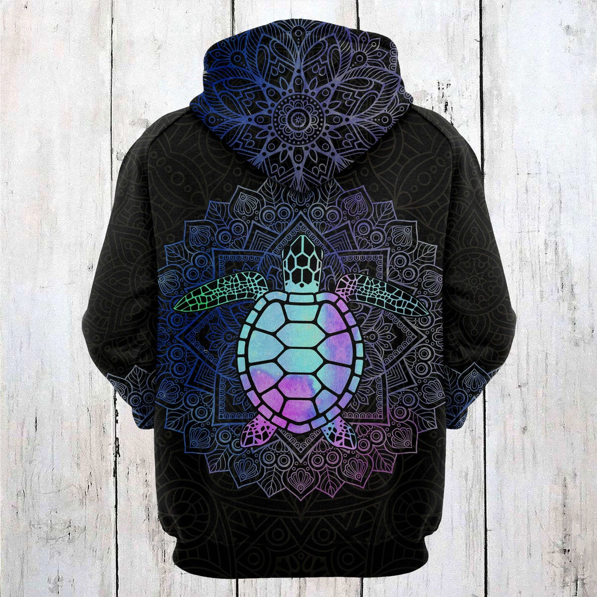 Turtle Mandala Hologram Pullover Premium Hoodie, Perfect Outfit For Men And Women On Christmas New Year Autumn Winter - Image 3