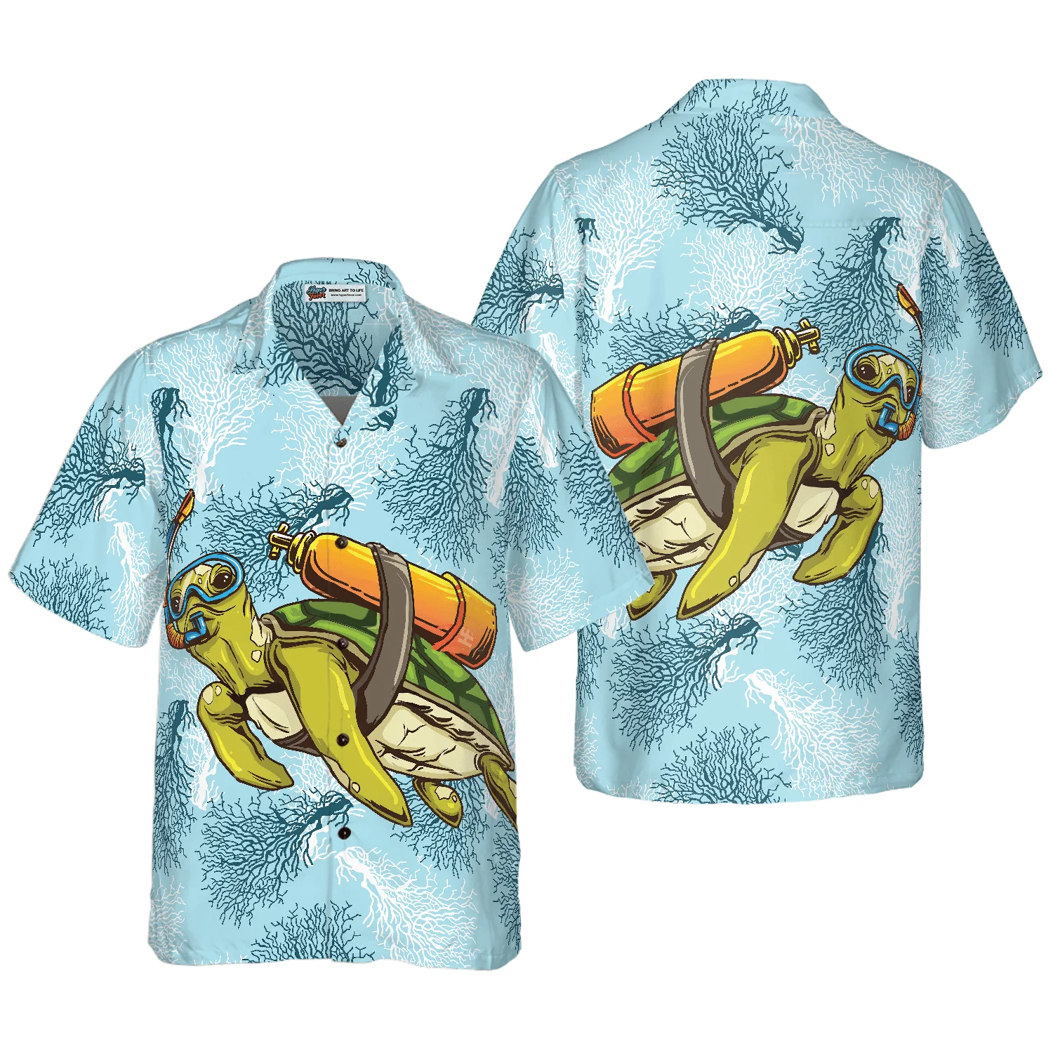 Turtle Scuba Diving Hawaiian Shirt, Colorful Summer Aloha Shirt For Men Women, Gift For Friend, Team, Family, Diving Lovers, Turtle Lovers - Image 2