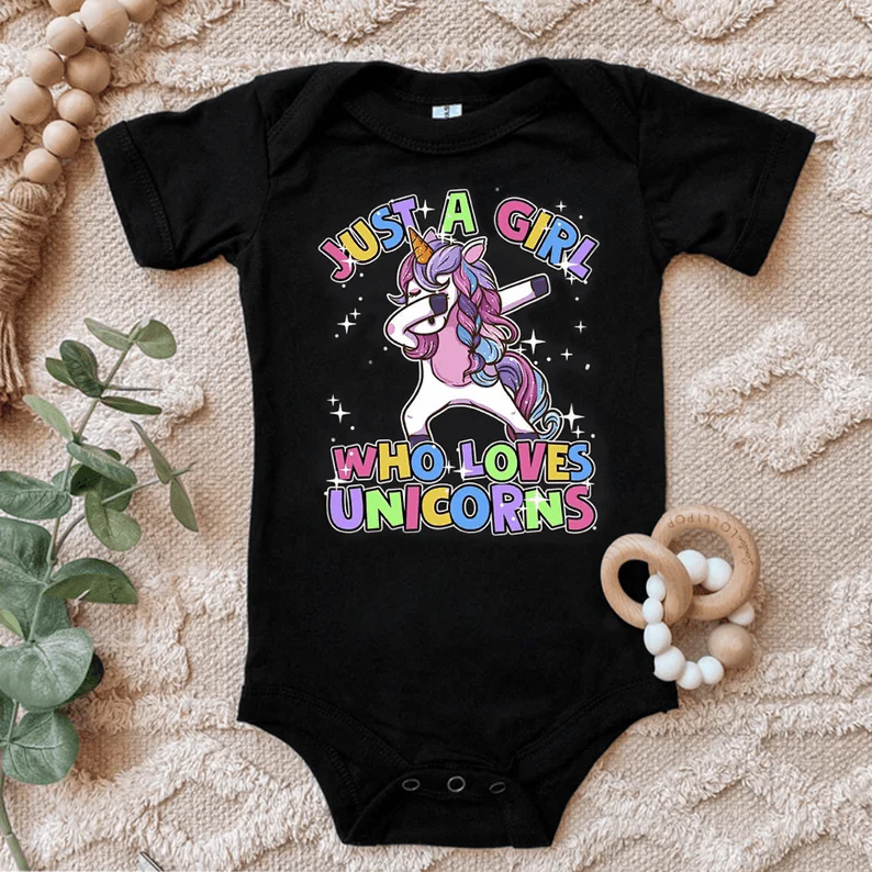 Unicorns Baby Onesies, Just a Girl Who Loves Unicorns Newborn Onesies - Perfect Gift For Baby, Baby Gift Onesie