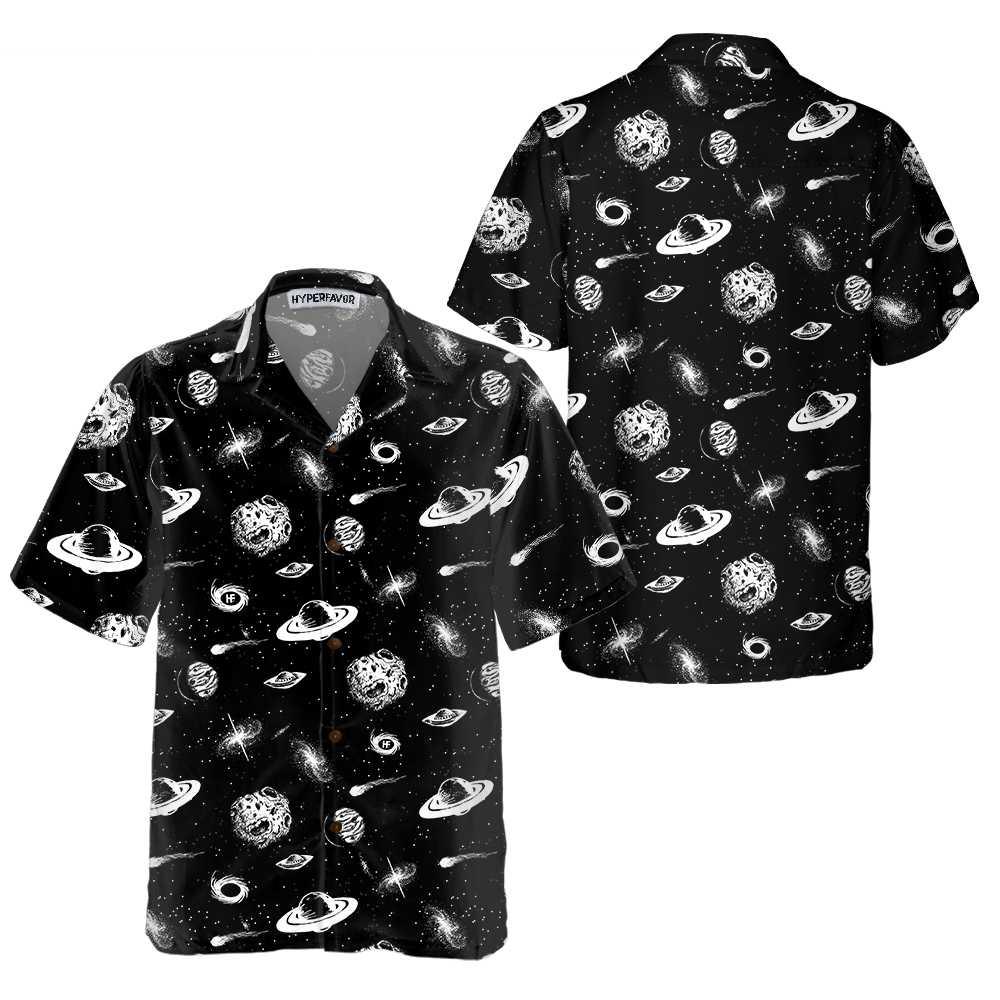 Universe Seamless Pattern Aloha Hawaiian Shirt For Summer, Space Themed, Planet Button Up Hawaiian Shirt For Men Women Adults, Gift For Friend, Family - Image 2