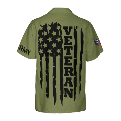 Veteran Hawaiian Shirt, American Flag Proud Veteran's Silhouette  Aloha Shirt For Men - Gift For Veteran, Husband, Boyfriend, Family, Friends - Image 4