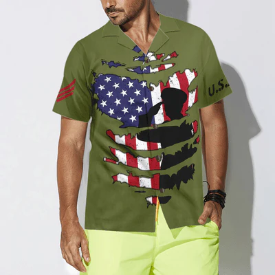 Veteran Hawaiian Shirt, American Flag Proud Veteran's Silhouette  Aloha Shirt For Men - Gift For Veteran, Husband, Boyfriend, Family, Friends - Image 5