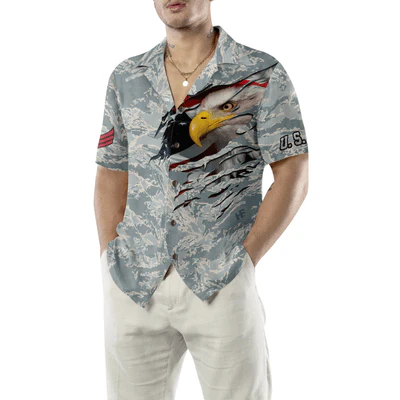 Veteran Hawaiian Shirt, Eagle Veteran Proud US Airforce Camouflage Aloha Shirt For Men - Gift For Veteran, Husband, Boyfriend, Family, Friends - Image 6