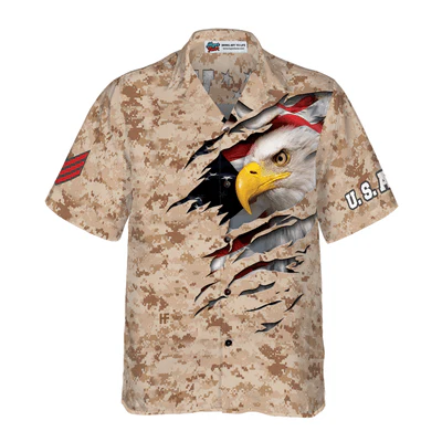 Veteran Hawaiian Shirt, Eagle Veteran Proud US Desert Marine Camouflage Aloha Shirt For Men - Gift For Veteran, Husband, Boyfriend, Family, Friends - Image 5