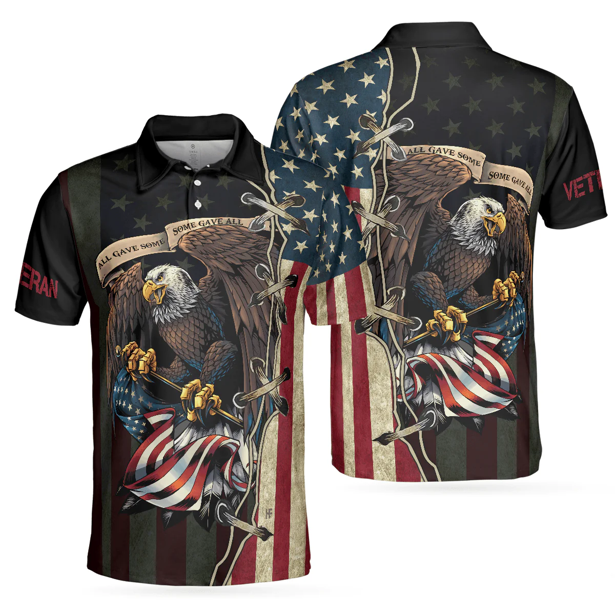 Veterans Men Polo Shirt, American Bald Eagle, All Gave Some Some Gave All Veteran Polo Shirt For Men - Gift For Veterans, Family, Friends