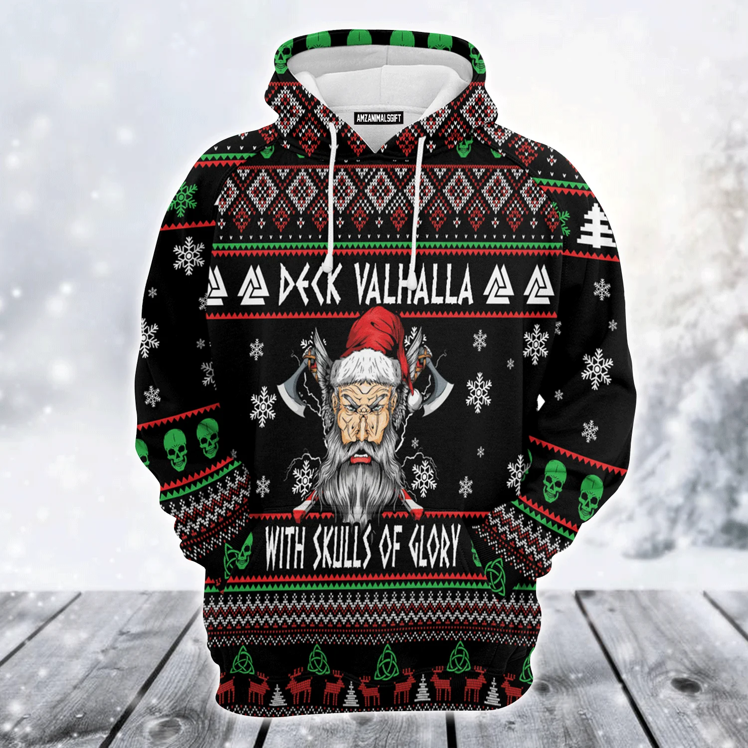 Viking Premium Christmas Hoodie, Viking Deck Valhalla With Skulls Of Glory Unisex Hoodie For Men & Women - Perfect Gift For Christmas, Friends, Family