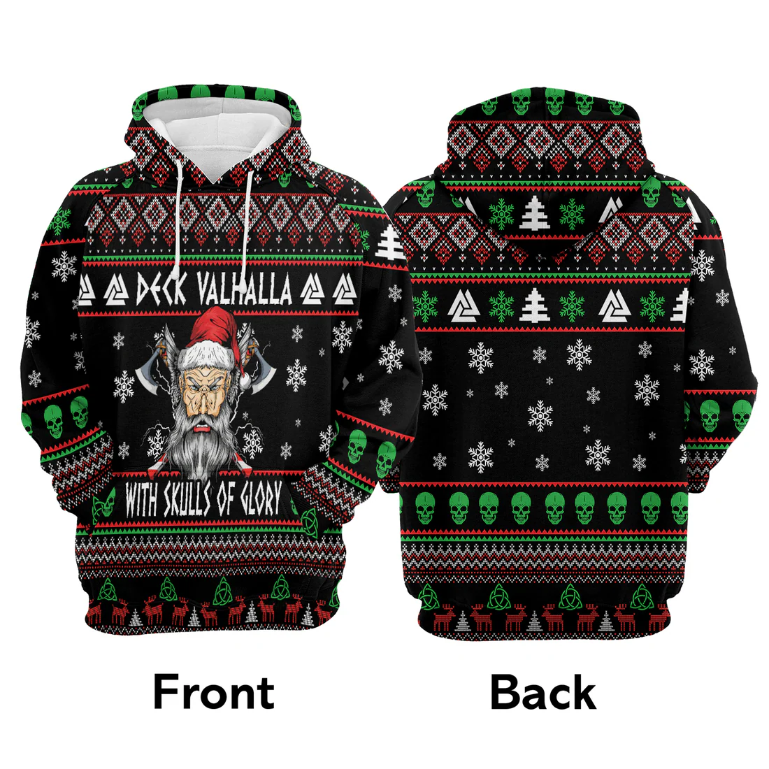 Viking Premium Christmas Hoodie, Viking Deck Valhalla With Skulls Of Glory Unisex Hoodie For Men & Women - Perfect Gift For Christmas, Friends, Family - Image 3