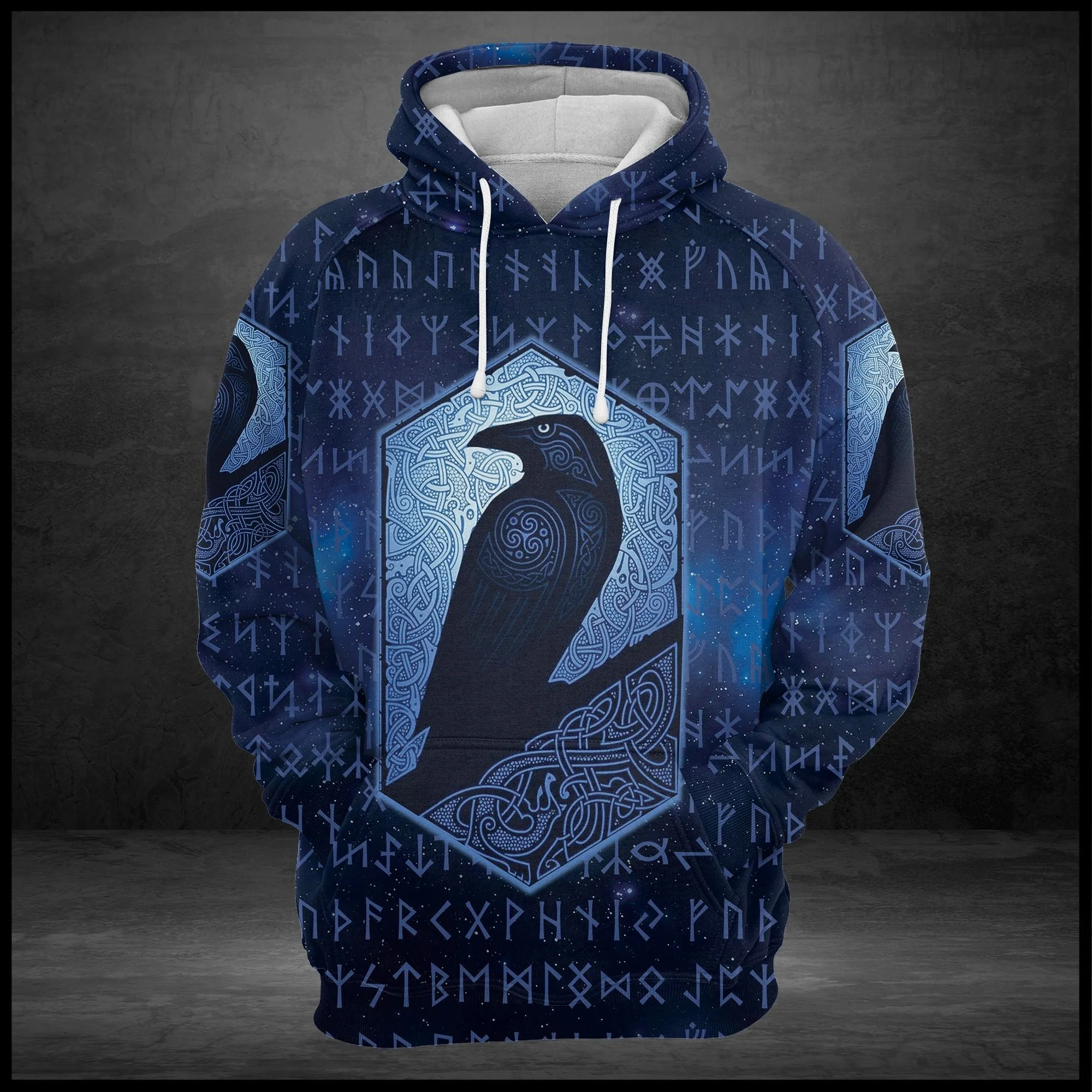 Viking Raven Pattern Pullover Premium Hoodie, Perfect Outfit For Men And Women On Christmas New Year Autumn Winter - Image 2