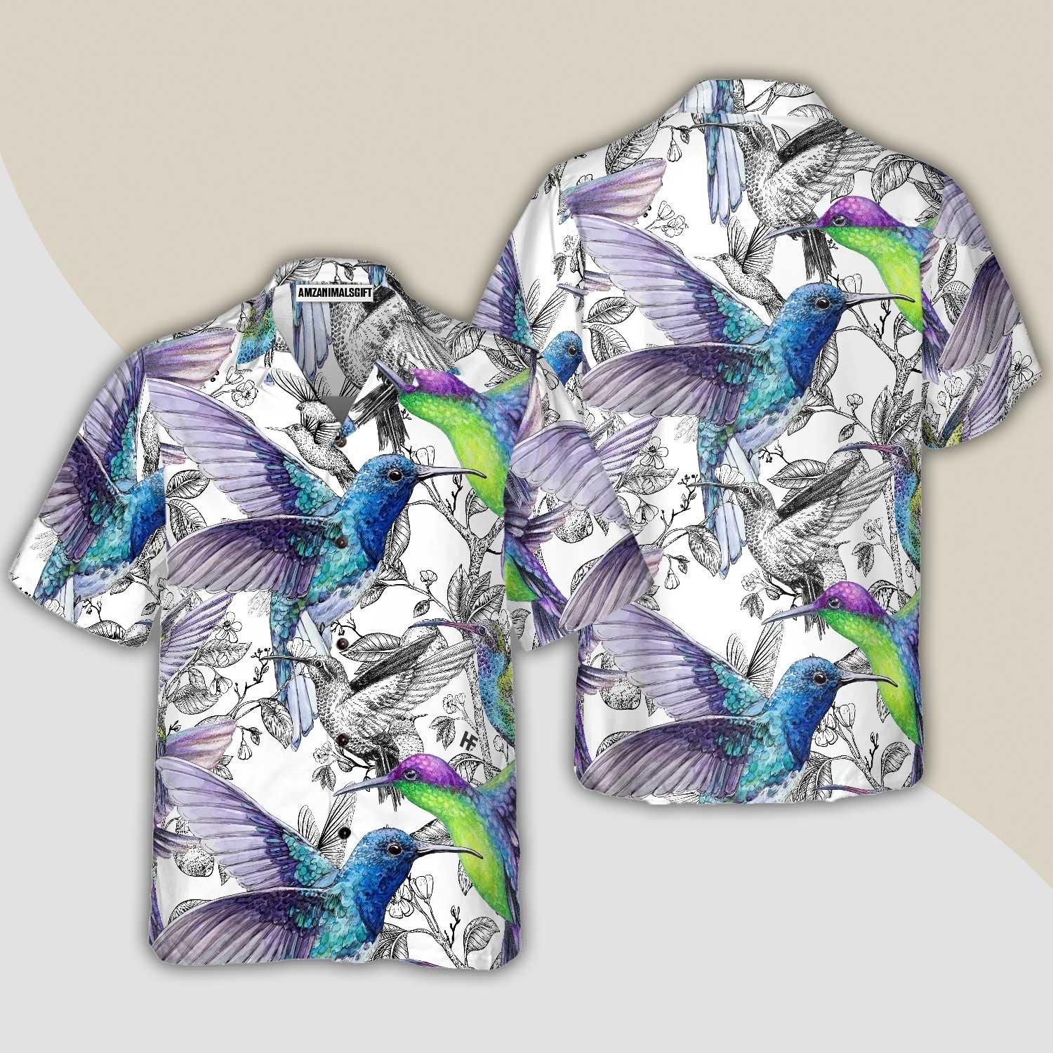 Vintage Hummingbirds Hawaiian Shirt, Tropical Summer Hummingbirds Aloha Shirt For Men - Perfect Gift For Husband, Boyfriend, Friend, Family