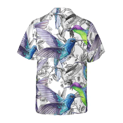 Vintage Hummingbirds Hawaiian Shirt, Tropical Summer Hummingbirds Aloha Shirt For Men - Perfect Gift For Husband, Boyfriend, Friend, Family - Image 4