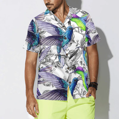 Vintage Hummingbirds Hawaiian Shirt, Tropical Summer Hummingbirds Aloha Shirt For Men - Perfect Gift For Husband, Boyfriend, Friend, Family - Image 5