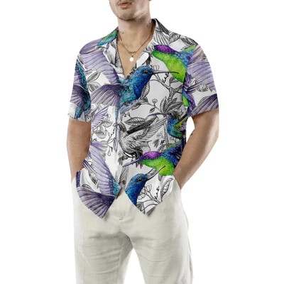 Vintage Hummingbirds Hawaiian Shirt, Tropical Summer Hummingbirds Aloha Shirt For Men - Perfect Gift For Husband, Boyfriend, Friend, Family - Image 6