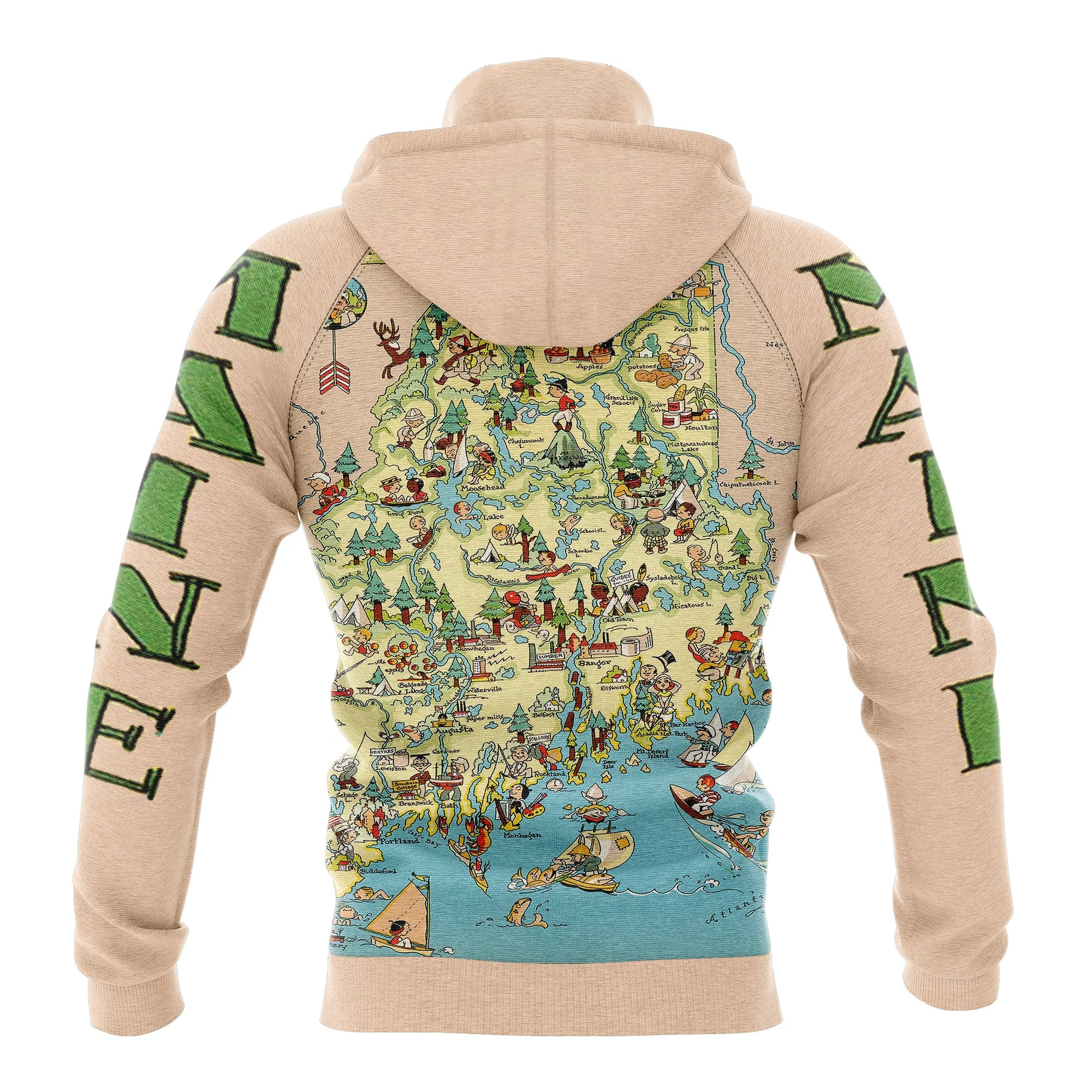 Vintage Maine Map Pullover Premium Hoodie, Perfect Outfit For Men And Women On Christmas New Year Autumn Winter - Image 2