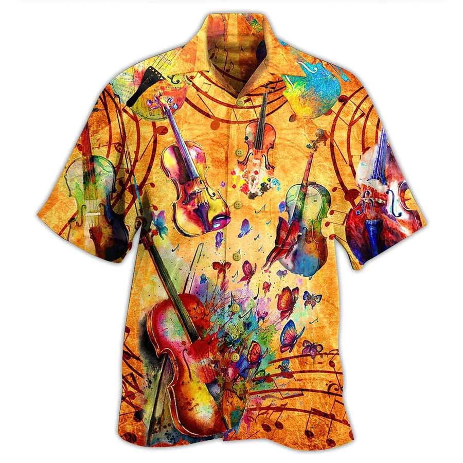 Violin Aloha Hawaiian Shirt For Summer, Violin Love And Peace Life With Music Hawaiian Shirts Outfit For Men Women, Music Violin Lovers - Image 2