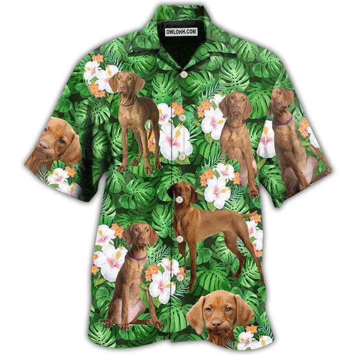 Vizsla Aloha Hawaii Shirt - Dog Green Tropical Floral Hawaiian Shirt For Summer - Perfect Gift For Dog Lovers, Friend, Family - Image 2