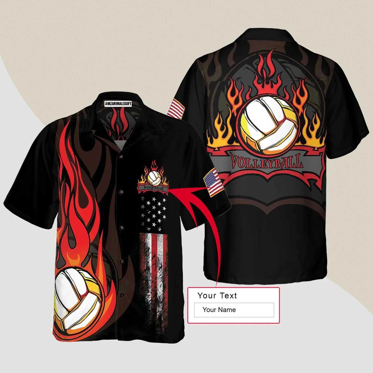 Volleyball Flame Custom Name Hawaiian Shirt, Personalized Colorful Summer Aloha Shirt For Men Women, Perfect Gift For Friend, Volleyball Lovers, Team