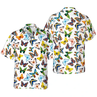 Watercolor Butterflies Hawaiian Shirt, Butterflies Aloha Shirt For Men And Women - Perfect Gift For Butterfly Lovers, Friend, Family - Image 2