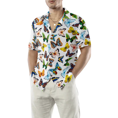 Watercolor Butterflies Hawaiian Shirt, Butterflies Aloha Shirt For Men And Women - Perfect Gift For Butterfly Lovers, Friend, Family - Image 5