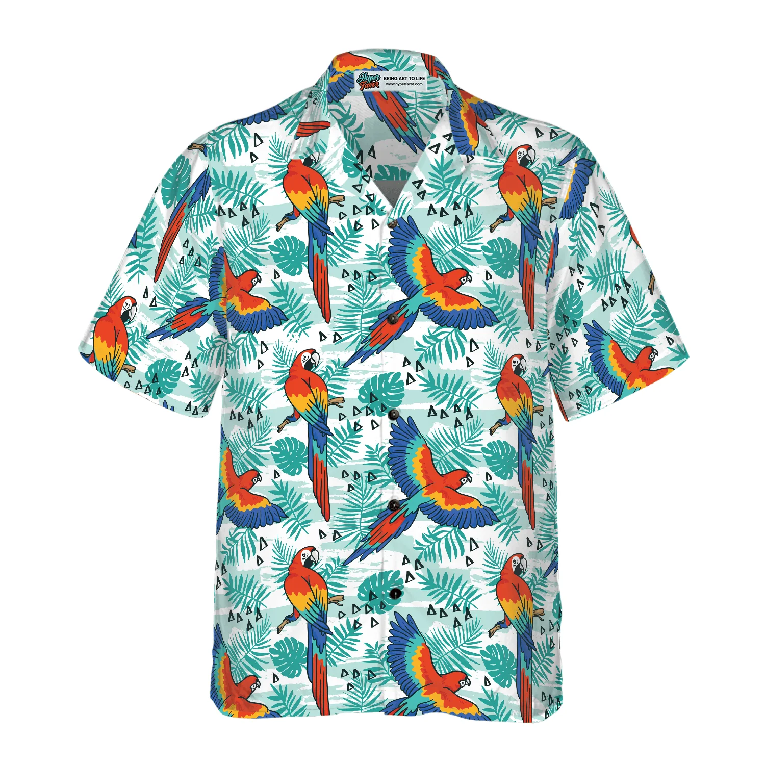 Watercolor Parrot & Palm Leaves Hawaiian Shirt, Colorful Summer Aloha Shirts For Men Women, Perfect Gift For Husband, Wife, Boyfriend, Friend - Image 5